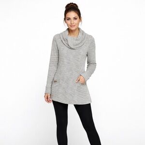 Storm Creek Gray Sz M Long Sleeve Cowl Neck Tunic Sweater Cotton Casual Cozy Top